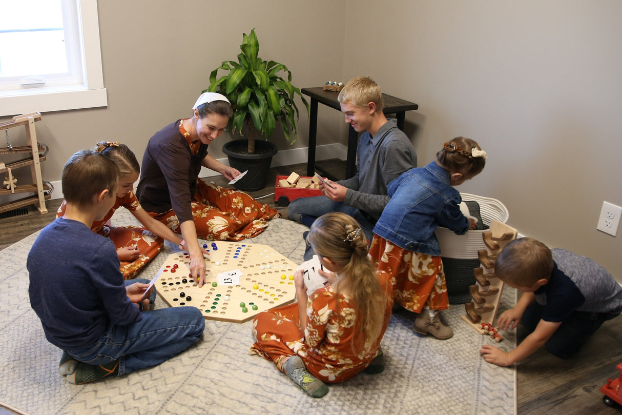 Travel Marble Chase Board Game Set, Double-Sided 23" Wide Board From AmishToyBox.com