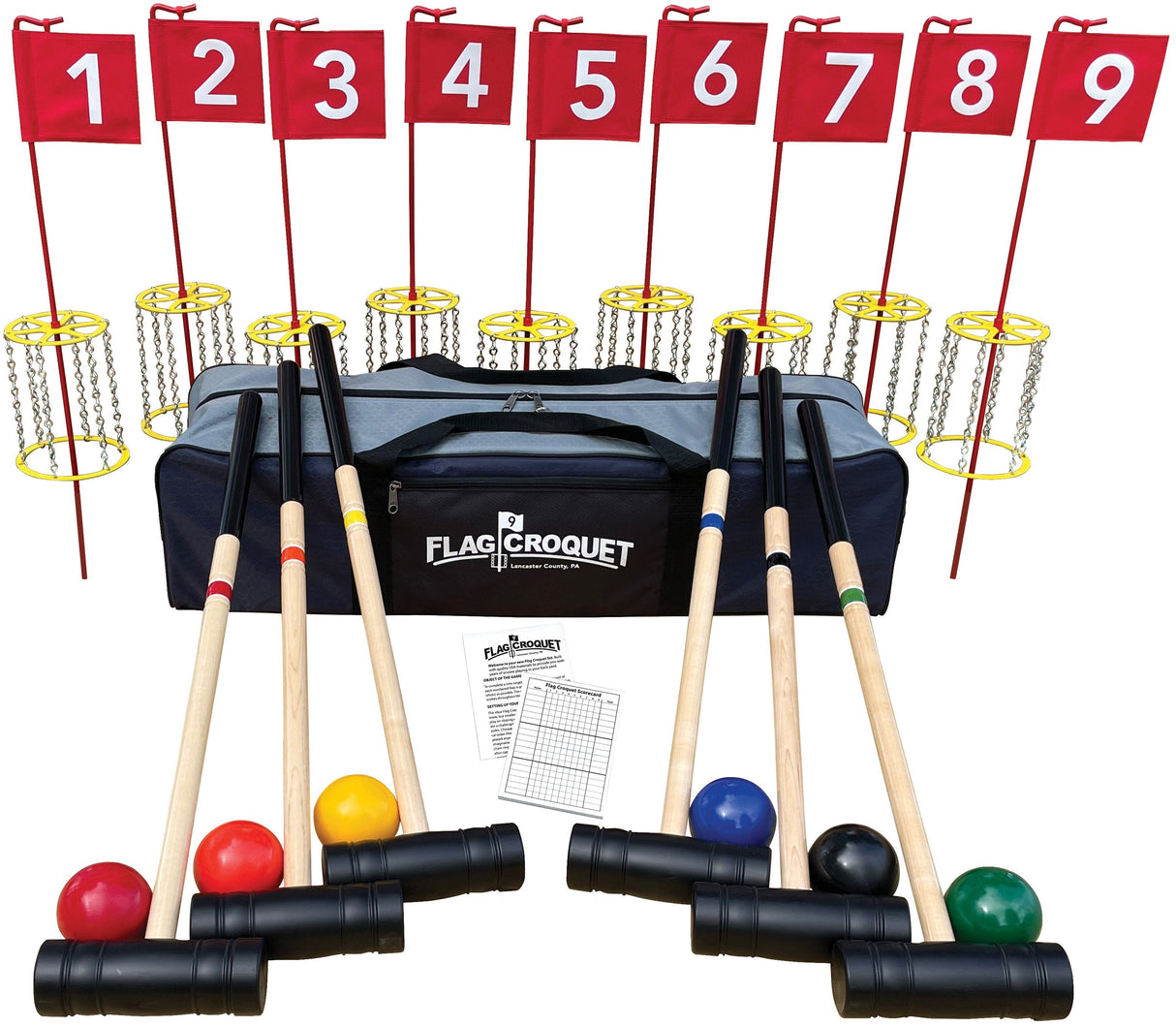 Amish-Made Deluxe Flag Croquet Golf Game Set, With Duffel Carry Bag From AmishToyBox.com