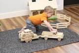 Wooden Toy Pickup Truck and Flatbed Trailer with Skidloader Set From AmishToyBox.com
