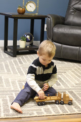 Amish-Made Wooden Log Semi Truck Toy, With Removable Logs From AmishToyBox.com