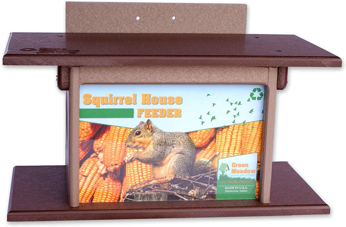 Amish-Made Squirrel Corn Feeder, Poly Lumber, Post-Mount Wildlife Feeder From AmishToyBox.com