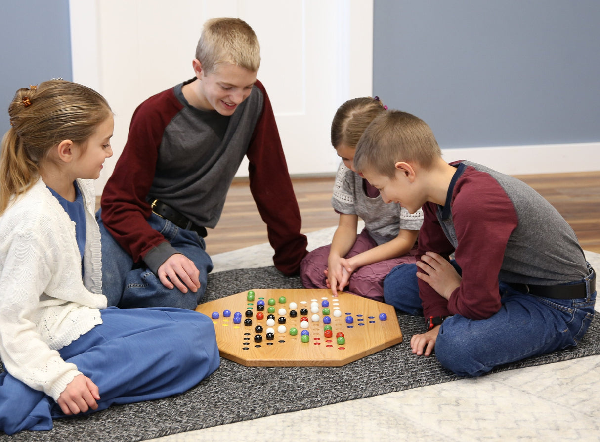 Hand-Painted Oak Wooden Chinese Checkers Board Game, 19" Wide From AmishToyBox.com