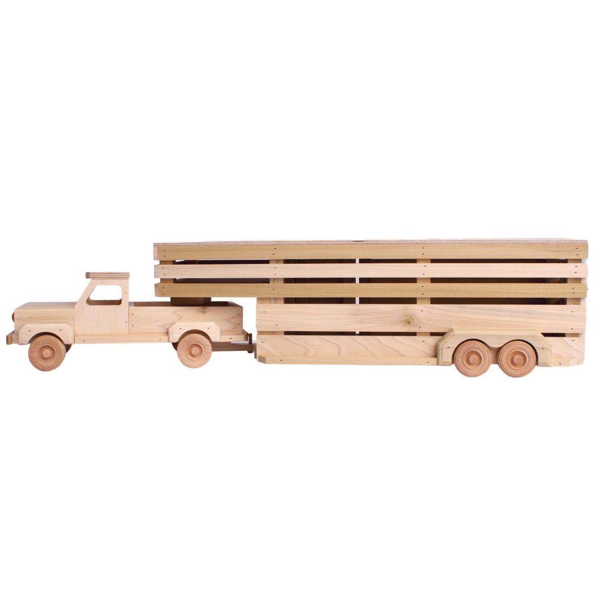 Amish-Made Wooden Toy Pickup and Gooseneck Trailer Set From AmishToyBox.com