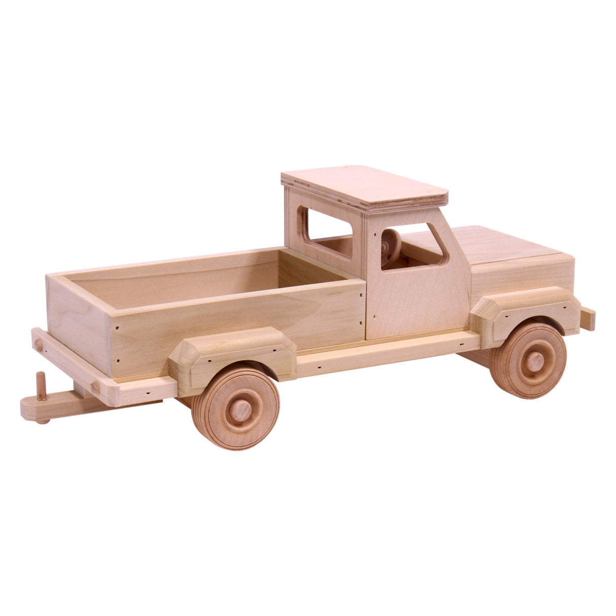 Amish-Made Wooden Pickup Truck Toy, Unfinished Wood From AmishToyBox.com