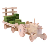 Amish-Made Wooden Toy Tractor & Hay Wagon Set with Hay Bales From AmishToyBox.com
