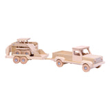 Wooden Toy Pickup Truck and Flatbed Trailer with Skidloader Set From AmishToyBox.com