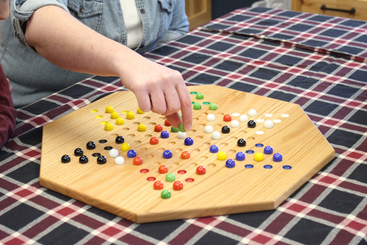 Hand-Painted Oak Wooden Chinese Checkers Board Game, 19" Wide From AmishToyBox.com