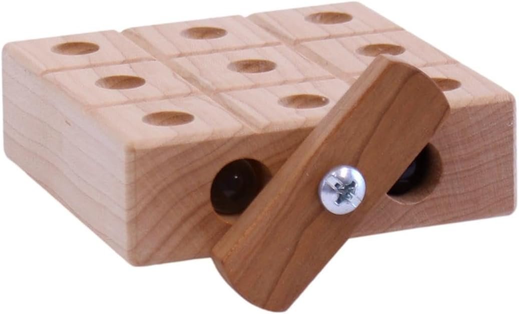 Amish-Made Wooden Travel Tic Tac Toe Game With Glass Marbles From AmishToyBox.com