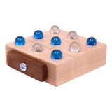 Amish-Made Wooden Travel Tic Tac Toe Game With Glass Marbles From AmishToyBox.com