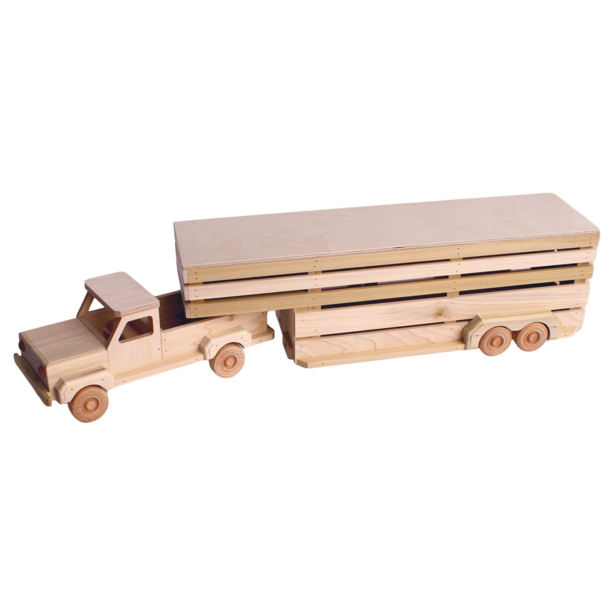 Amish-Made Wooden Toy Pickup and Gooseneck Trailer Set From AmishToyBox.com