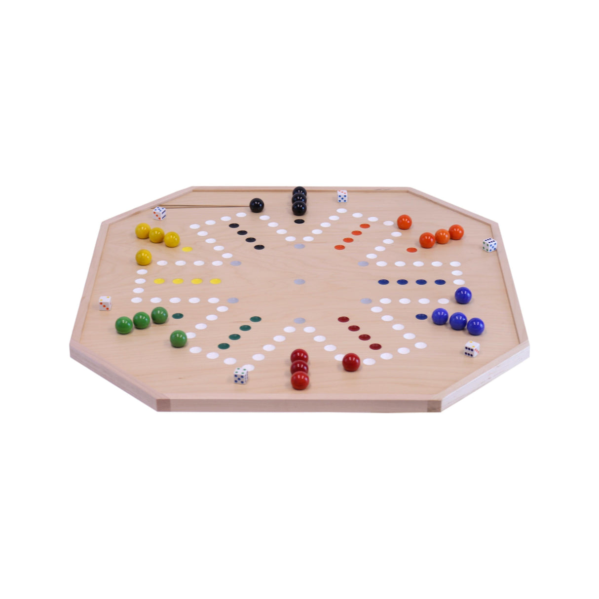 Aggravation and Chinese Checkers Combo Game Board Set - 25" Wide - Maple Wood - with Large 1" Marbles and Dice From AmishToyBox.com