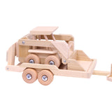 Wooden Toy Pickup Truck and Flatbed Trailer with Skidloader Set From AmishToyBox.com