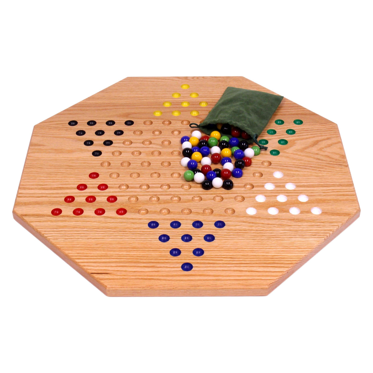 Hand-Painted Oak Wooden Chinese Checkers Board Game, 19" Wide From AmishToyBox.com