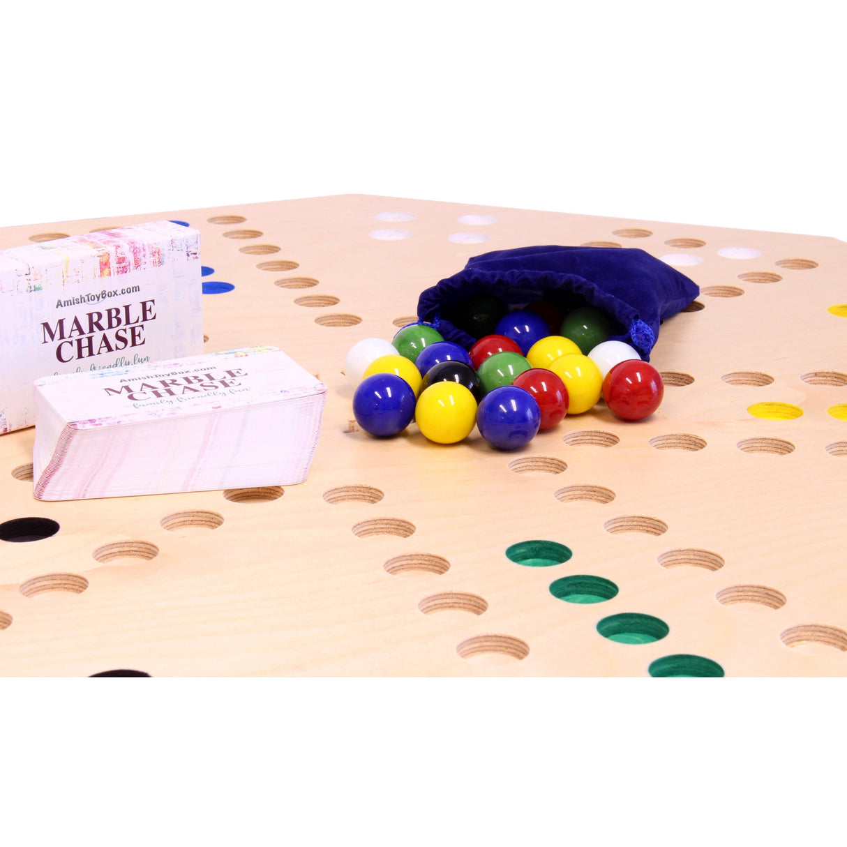 Travel Marble Chase Board Game Set, Double-Sided 23" Wide Board From AmishToyBox.com