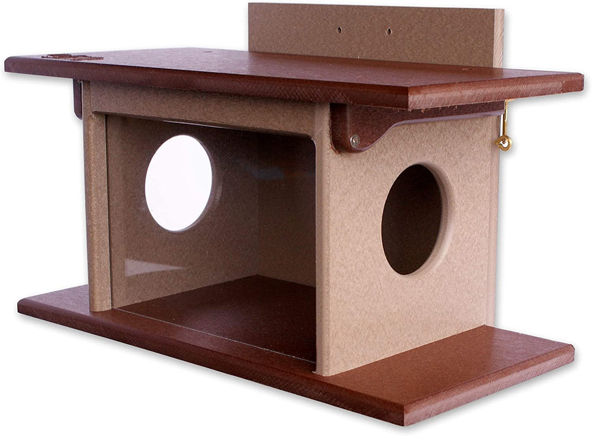 Amish-Made Squirrel Corn Feeder, Poly Lumber, Post-Mount Wildlife Feeder From AmishToyBox.com