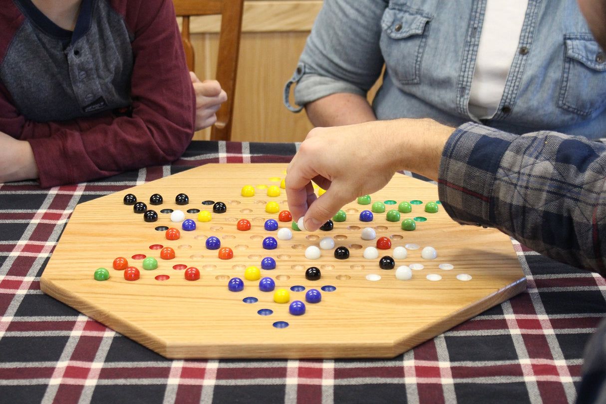 Hand-Painted Oak Wooden Chinese Checkers Board Game, 19" Wide From AmishToyBox.com