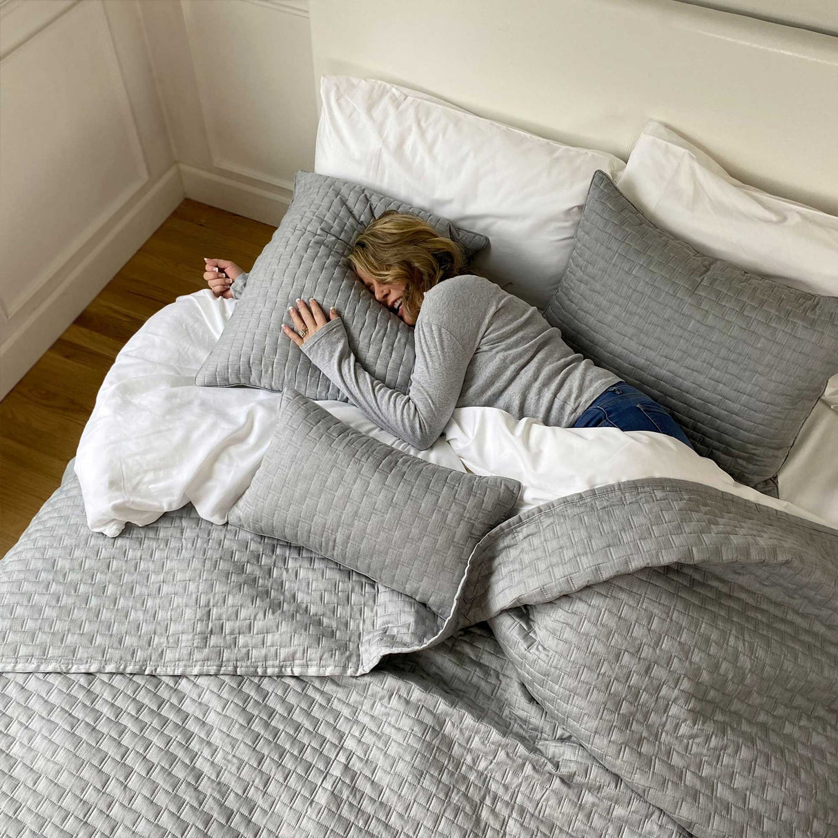 Bamboo Cotton Quilted Coverlet - Silver from BedVoyage