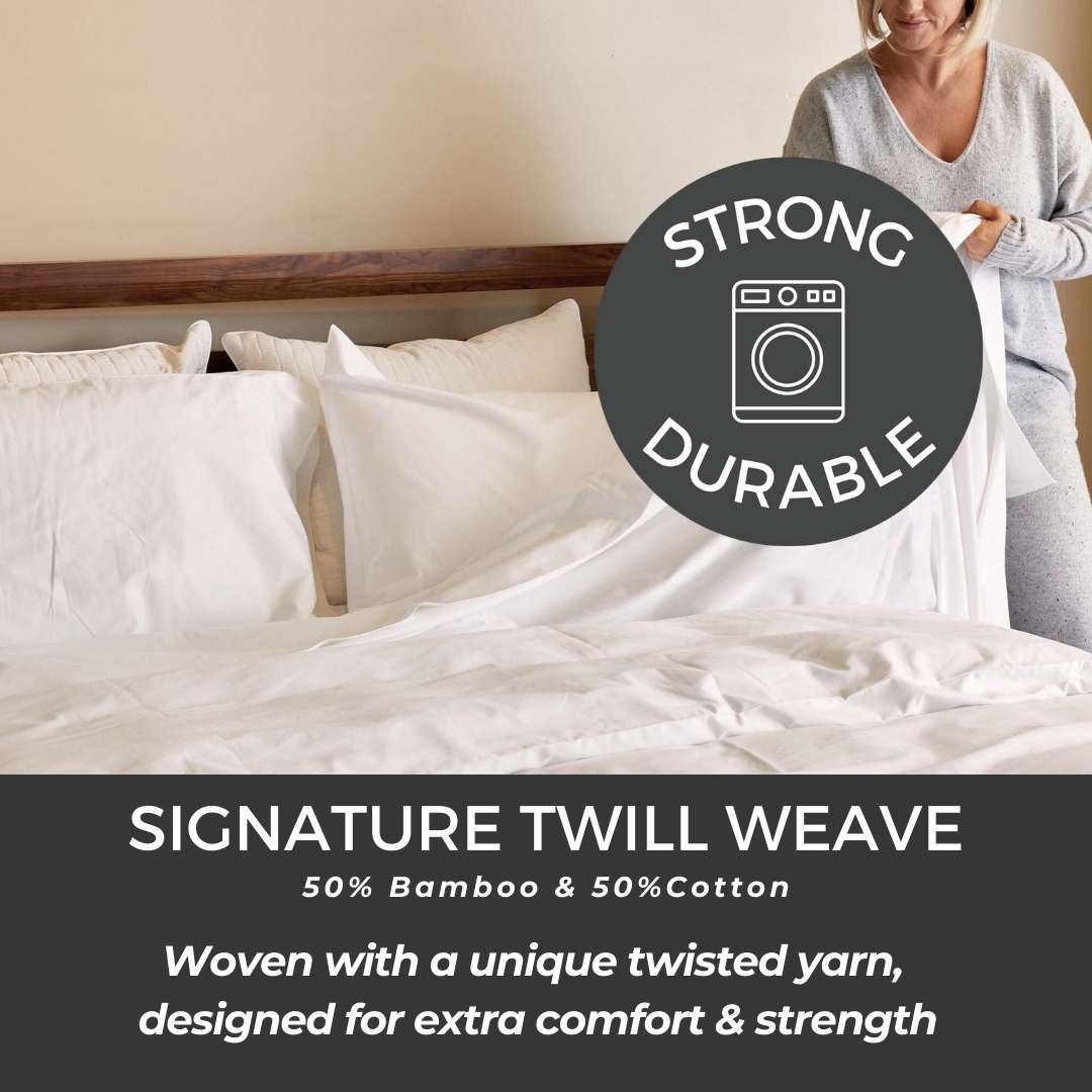 Bamboo Cotton Bed Sheets - Snow from BedVoyage