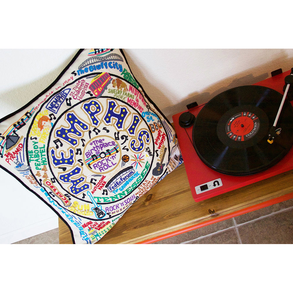 Memphis Hand-Embroidered Pillow from Quirks!