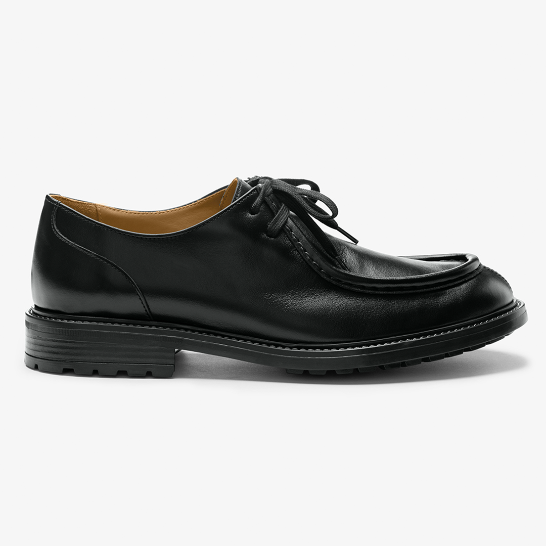 Men's Black Smooth Calf Leather Tuscan Derby Boot From Del Toro Shoes