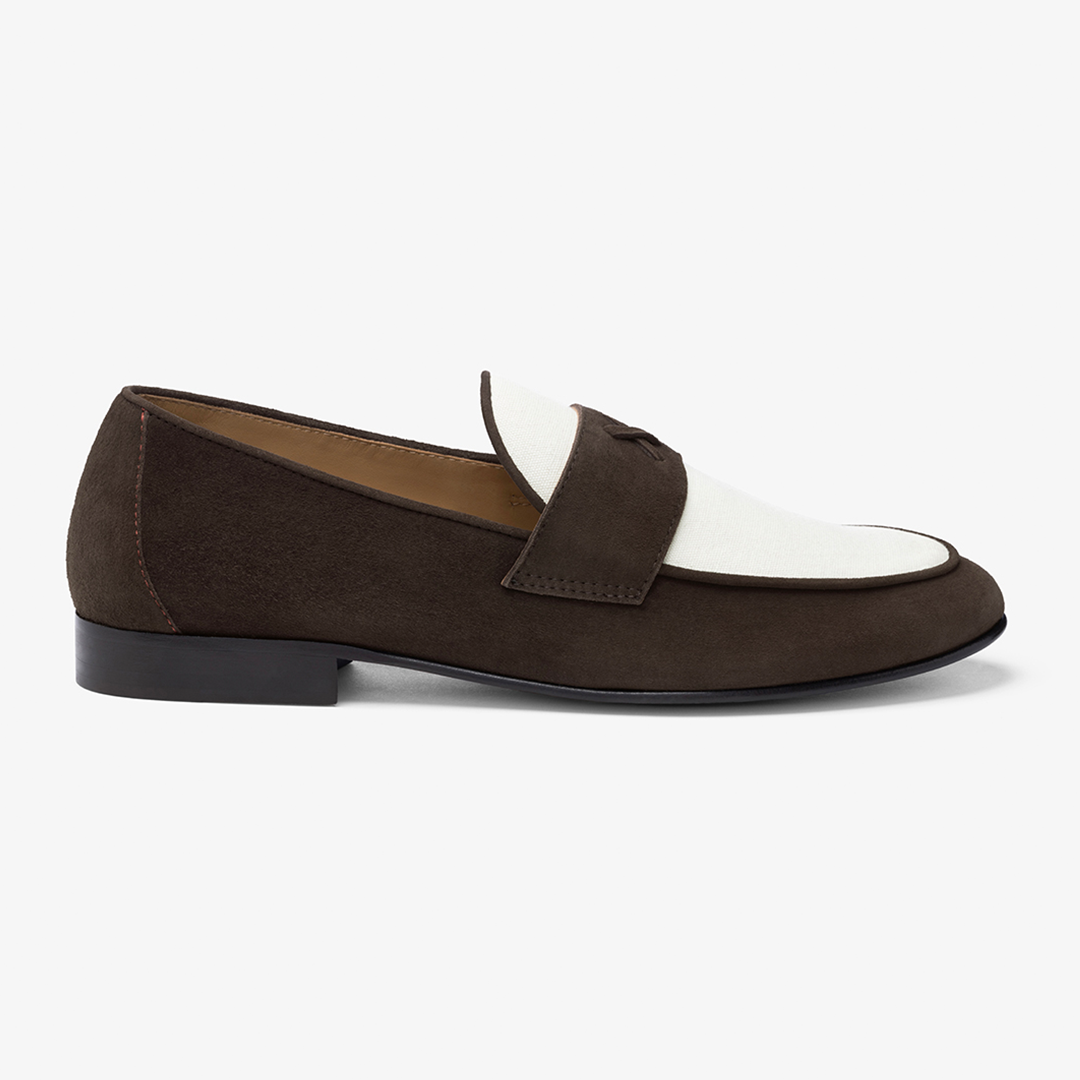 Men's Brown Suede & White Canvas Centesimo from Del Toro Shoes