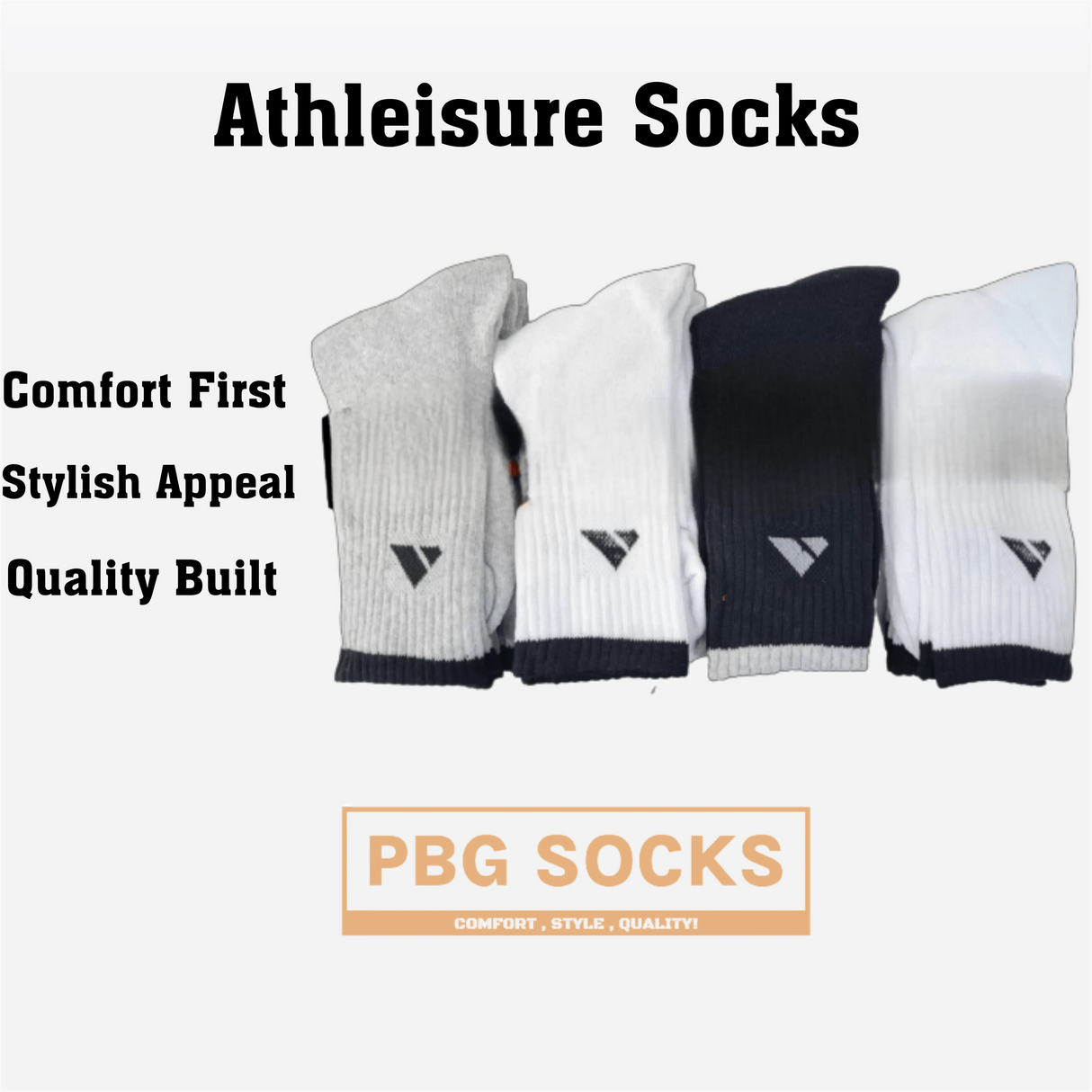 High-Performance Men's Crew socks Athleisure Comfort (9-11, 10-13) (Pack of 6, 12) from PremiumBrandGoods
