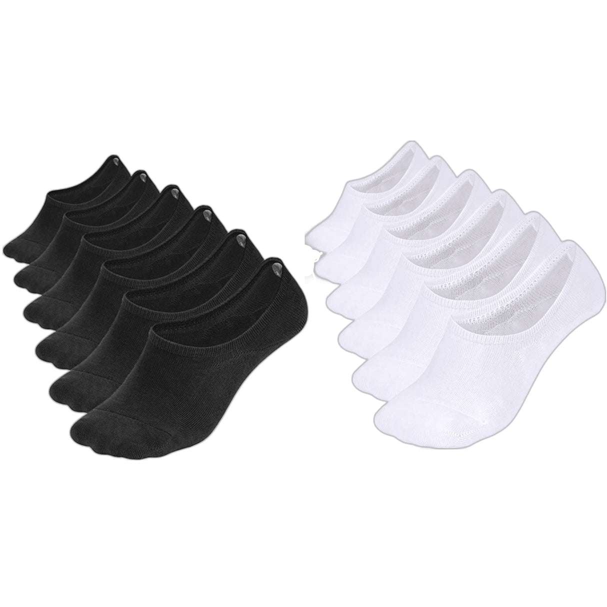 Comfort Rich Men's No Show Socks - Black, and White Cotton, Size 10-13 from PremiumBrandGoods