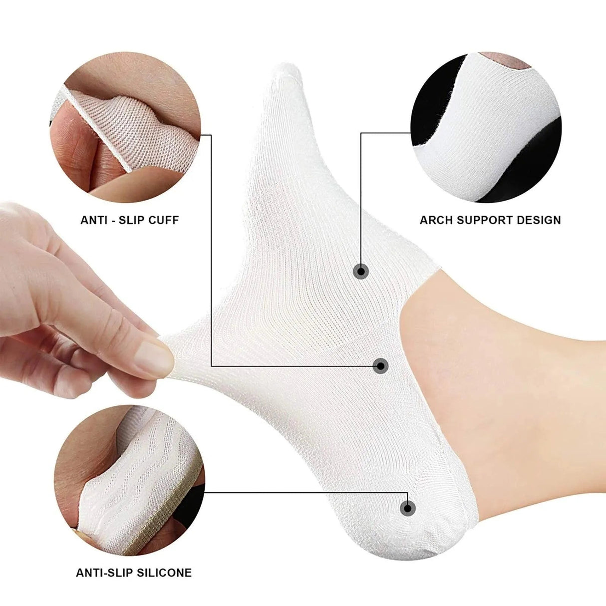 Comfort Rich Men's No Show Socks - Black, and White Cotton, Size 10-13 from PremiumBrandGoods