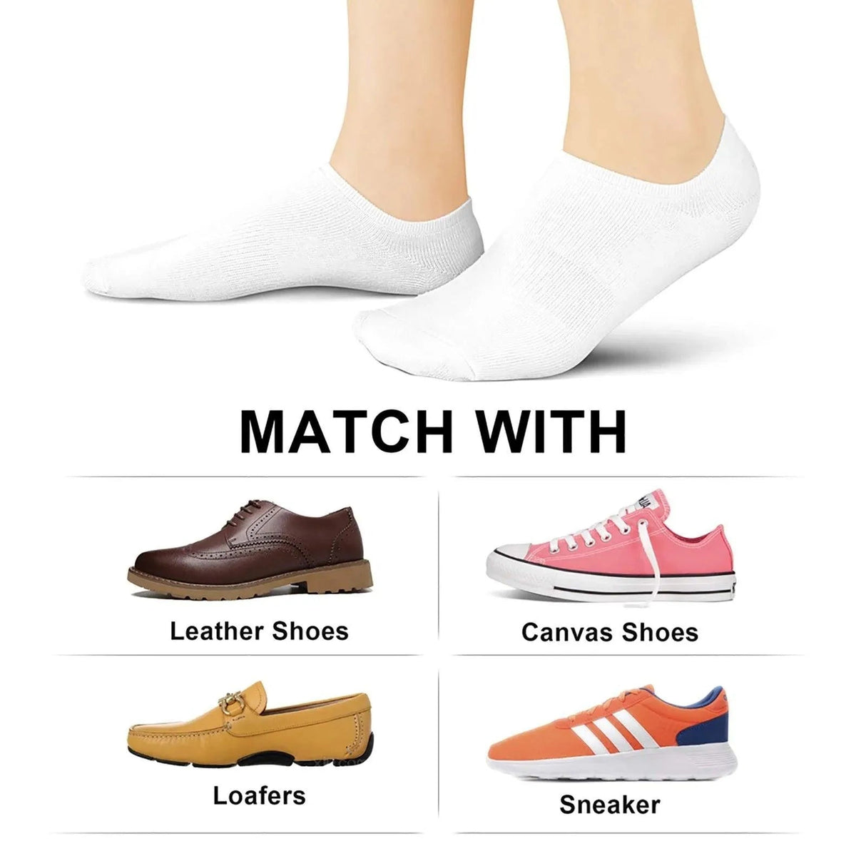 Comfort Rich Men's No Show Socks - Black, and White Cotton, Size 10-13 from PremiumBrandGoods