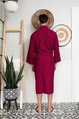 Waffle Kimono Spa Bathrobe for Men -  Absorbent, Lightweight From Lotus Linen