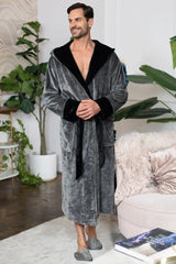 Hooded Plush Bathrobe for Men From Lotus Linen
