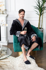 Hooded Plush Bathrobe for Men From Lotus Linen