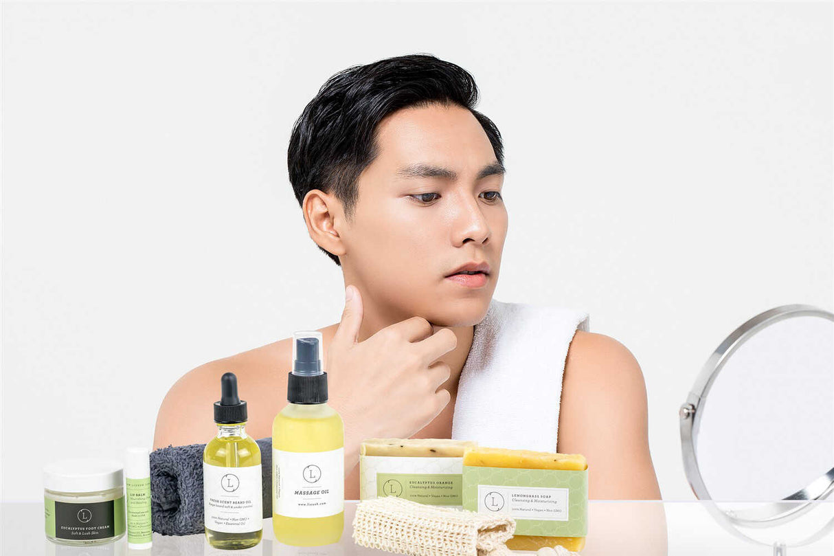 Father's Day Gift -Fresh earthy Natural skincare set, Eucalyptus Men Grooming kit from Lizush