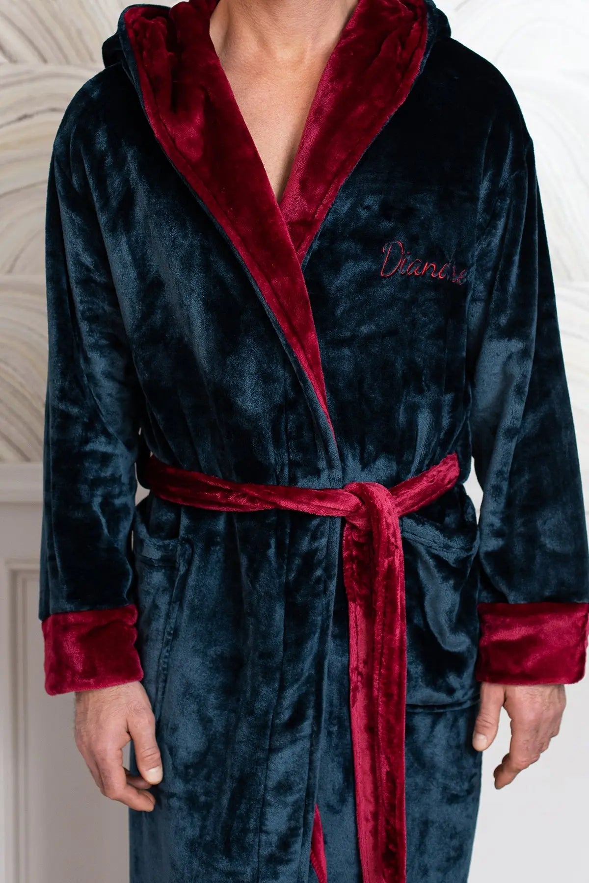 Hooded Plush Bathrobe for Men From Lotus Linen