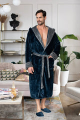 Hooded Plush Bathrobe for Men From Lotus Linen
