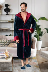 Hooded Plush Bathrobe for Men From Lotus Linen