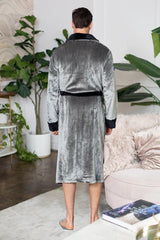 Fleece Bathrobe With Shawl Collar for Men From Lotus Linen