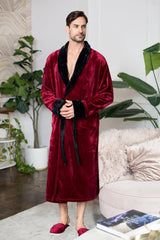 Fleece Bathrobe With Shawl Collar for Men From Lotus Linen