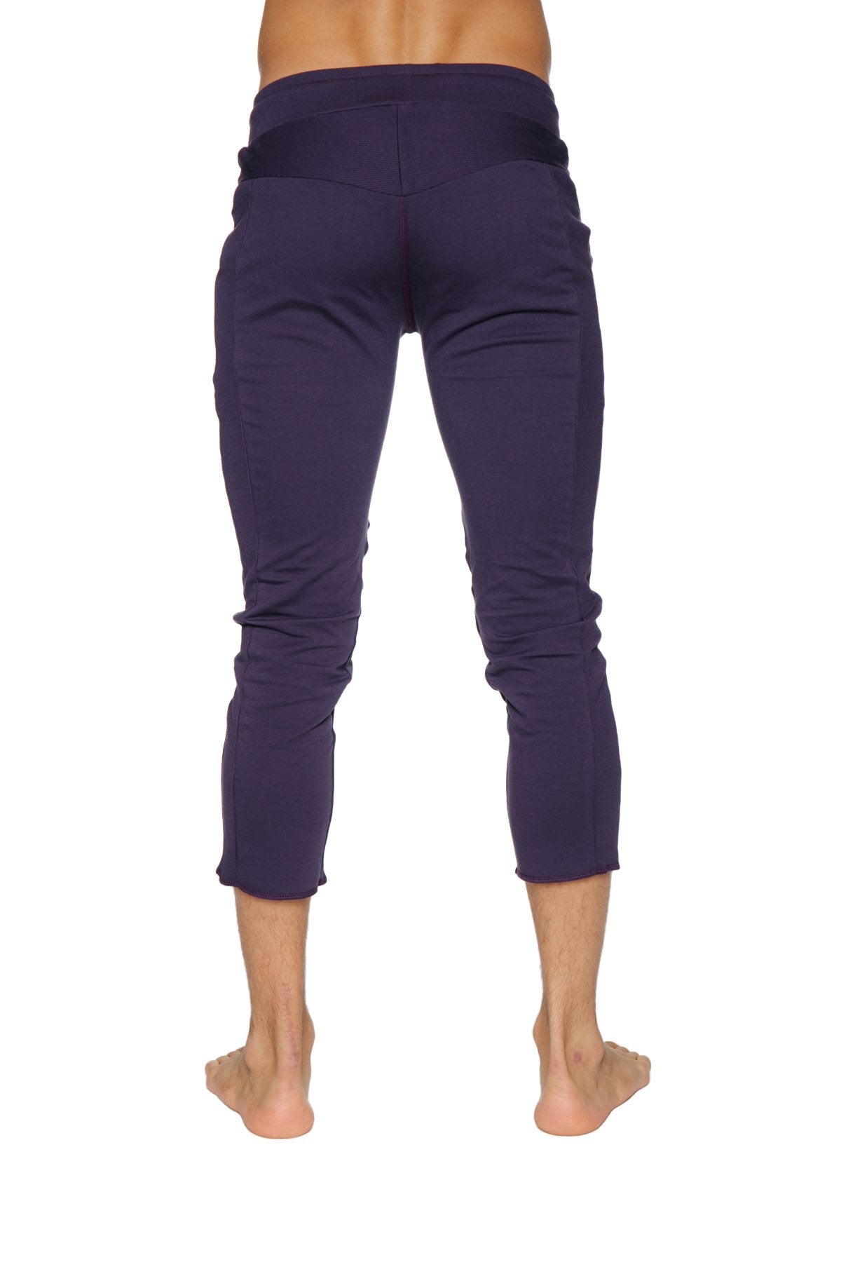 Mens 4/5 Zipper Pocket Capri Yoga Pants (Eggplant) from 4-rth