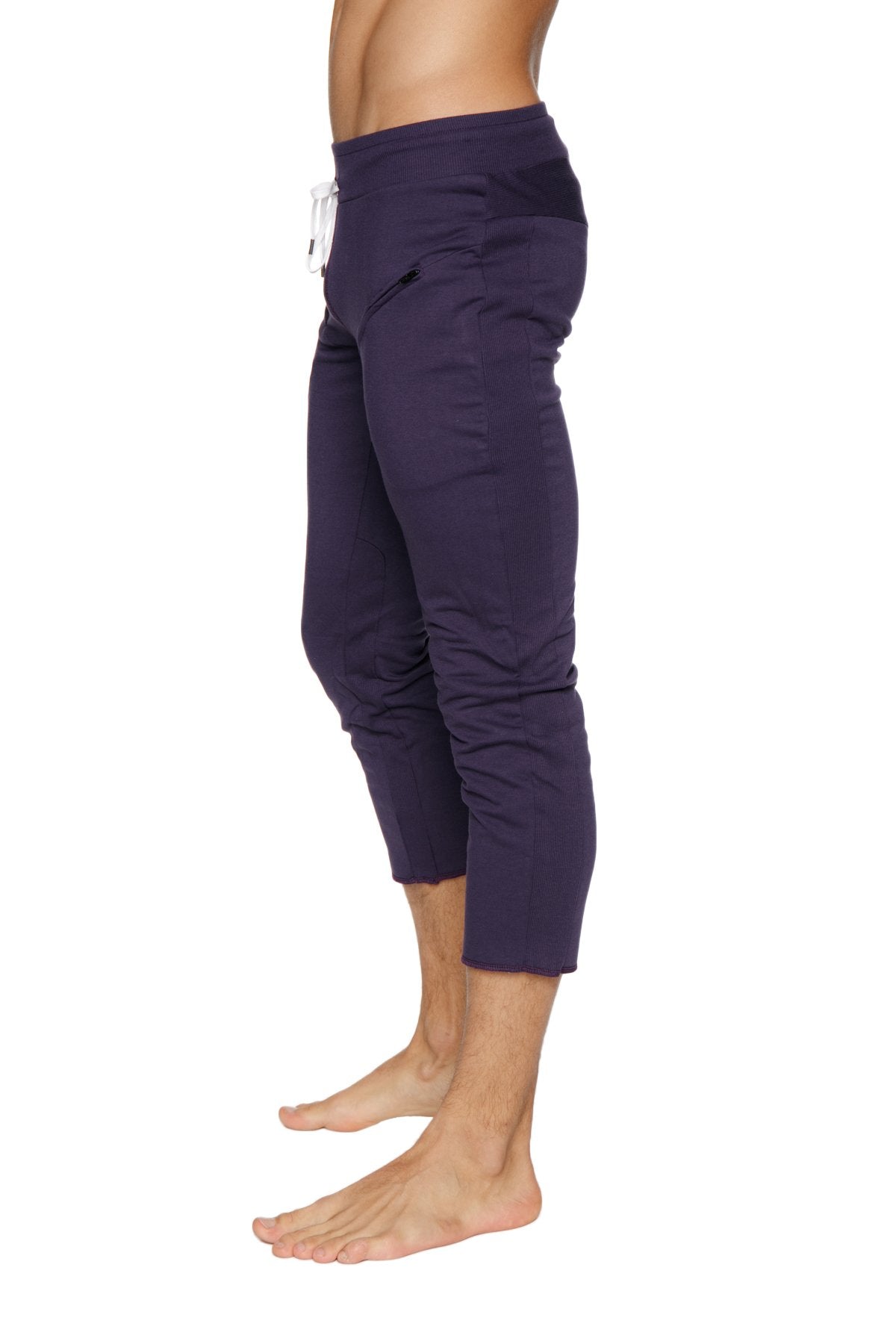 Mens 4/5 Zipper Pocket Capri Yoga Pants (Eggplant) from 4-rth