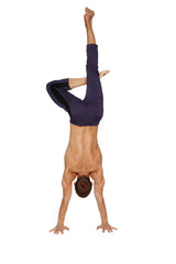 Mens 4/5 Zipper Pocket Capri Yoga Pants (Eggplant w/Black & Charcoal) from 4-rth