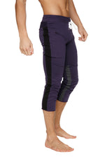 Mens 4/5 Zipper Pocket Capri Yoga Pants (Eggplant w/Black & Charcoal) from 4-rth