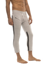 Mens 4/5 Zipper Pocket Capri Yoga Pants (GREY w/Charcoal & Black) from 4-rth