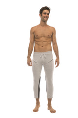 Mens 4/5 Zipper Pocket Capri Yoga Pants (GREY w/Charcoal & Black) from 4-rth