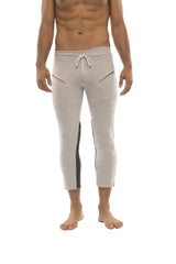 Mens 4/5 Zipper Pocket Capri Yoga Pants (GREY w/Charcoal & Black) from 4-rth
