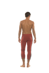 Mens 4/5 Zipper Pocket Capri Yoga Pants (RED w/Charcoal & Black) from 4-rth