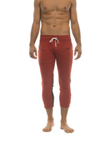 Mens 4/5 Zipper Pocket Capri Yoga Pants (RED w/Charcoal & Black) from 4-rth