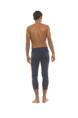 Mens 4/5 Zipper Pocket Capri Yoga Pants (Royal w/Orange & GREY) from 4-rth