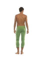 Mens 4/5 Zipper Pocket Capri Yoga Pants (Solid Bamboo Green) from 4-rth
