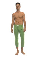Mens 4/5 Zipper Pocket Capri Yoga Pants (Solid Bamboo Green) from 4-rth
